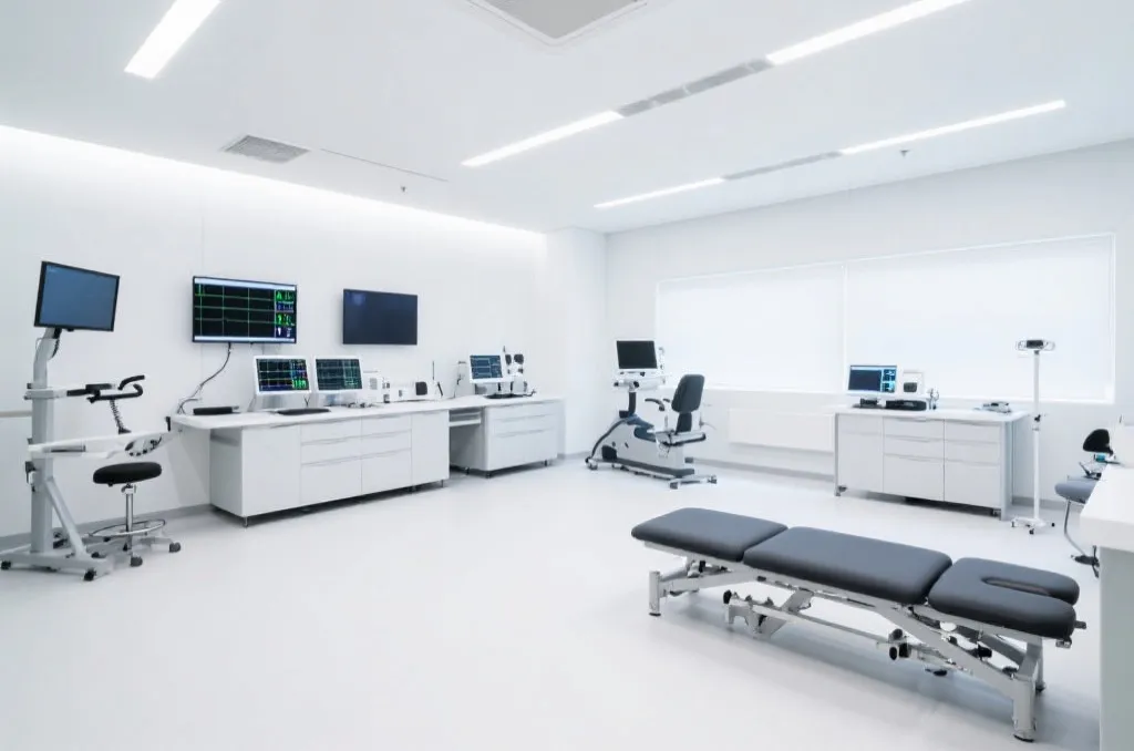 现代运动科学恢复室,展示高科技体能监测与恢复设备